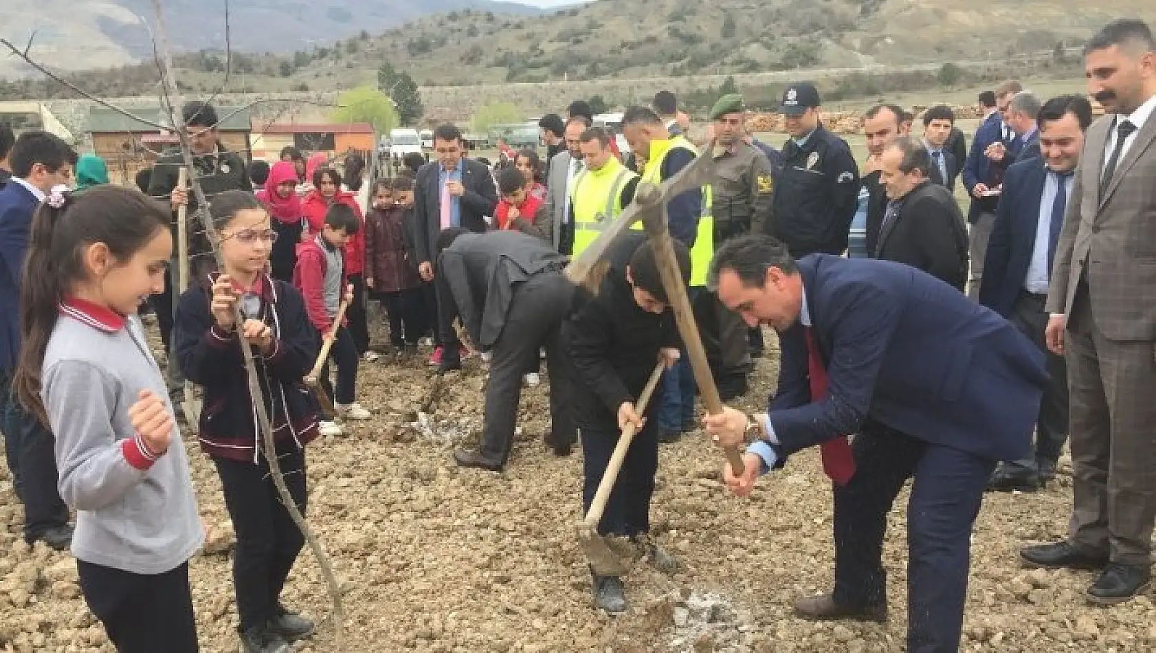 Hanönü'de öğrenciler fidan dikti