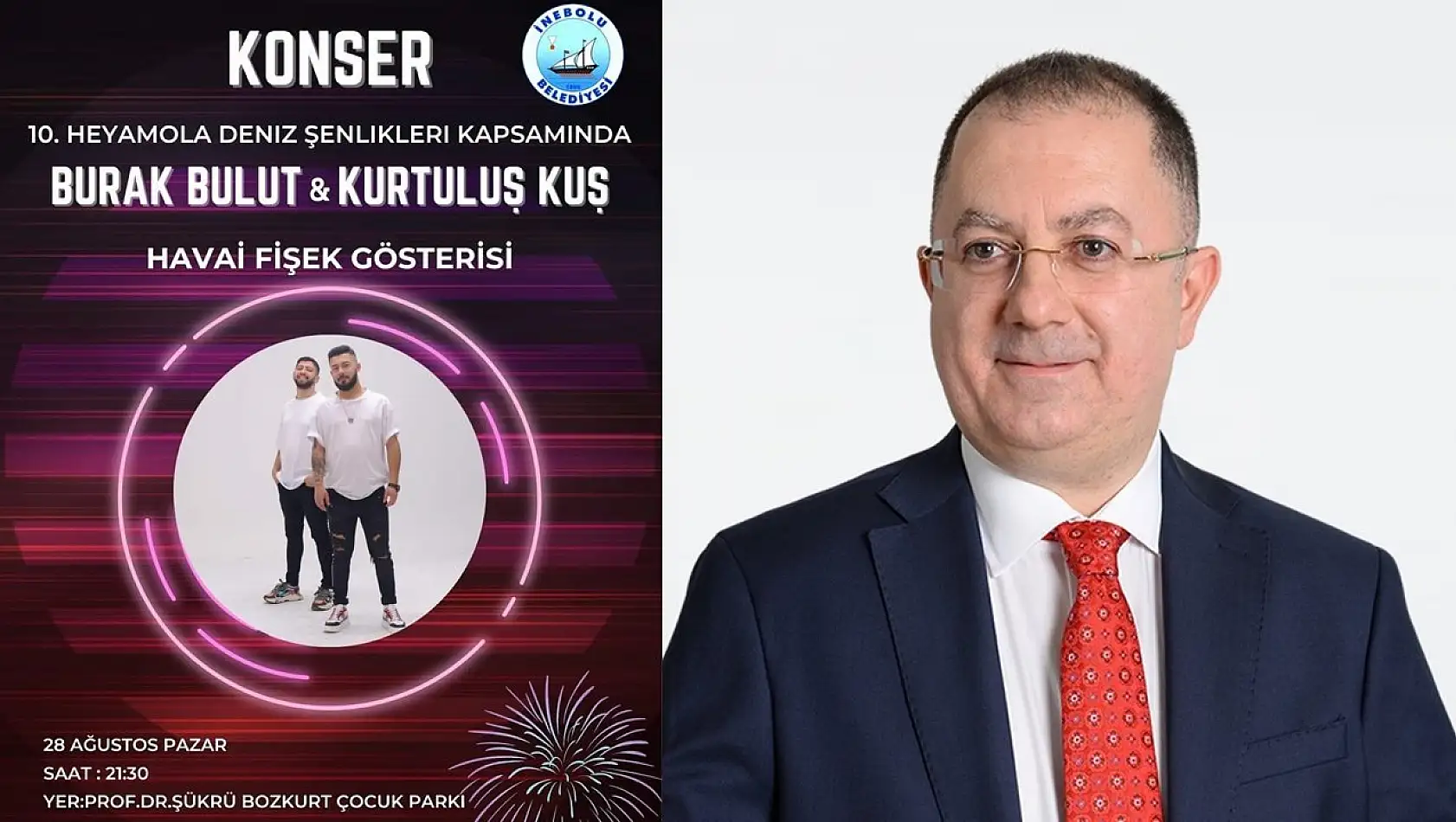 İnebolu'da Kurtuluş Kuş ve Burak Bulut konseri