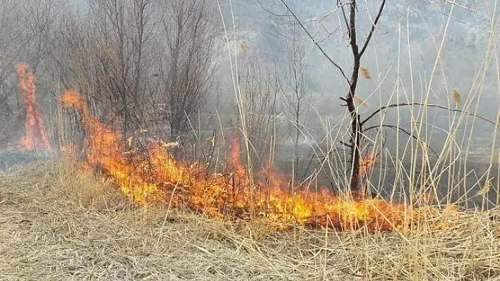 Anız yangınını itfaiye söndürdü