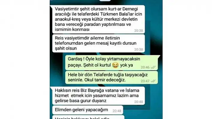 Kahraman şehidin vasiyeti duygulandırdı