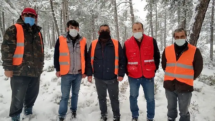 Araç'ta avcılar yaban hayvanları için doğaya yiyecek bıraktı