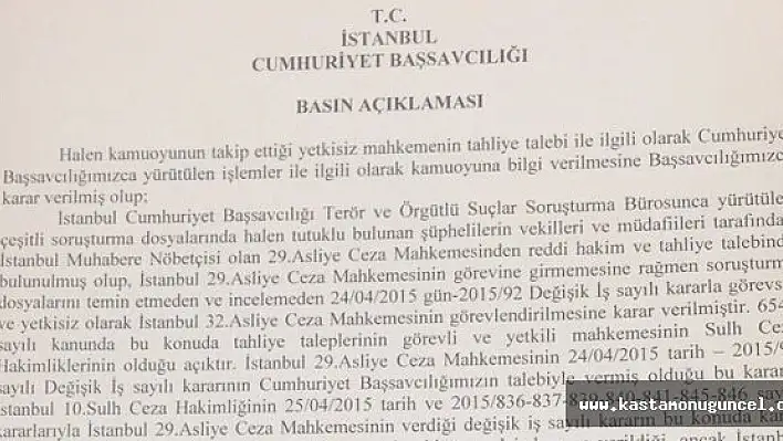 Başsavcılık'tan 'Tahliye Bilmecesi' ne Açıklama