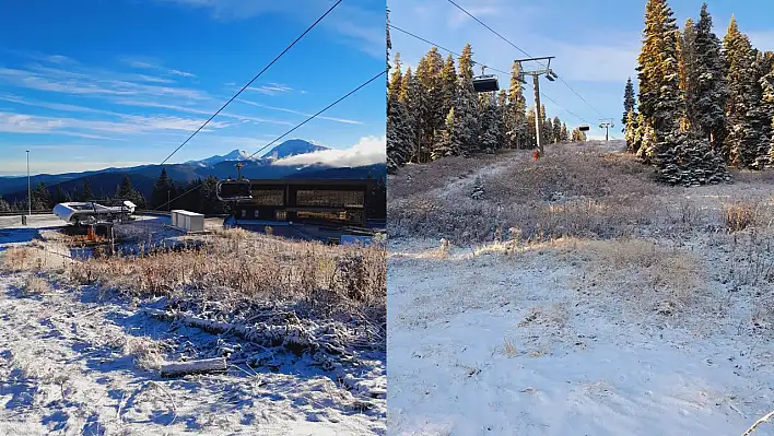 Ilgaz Dağı kayak merkezine kar yağdı