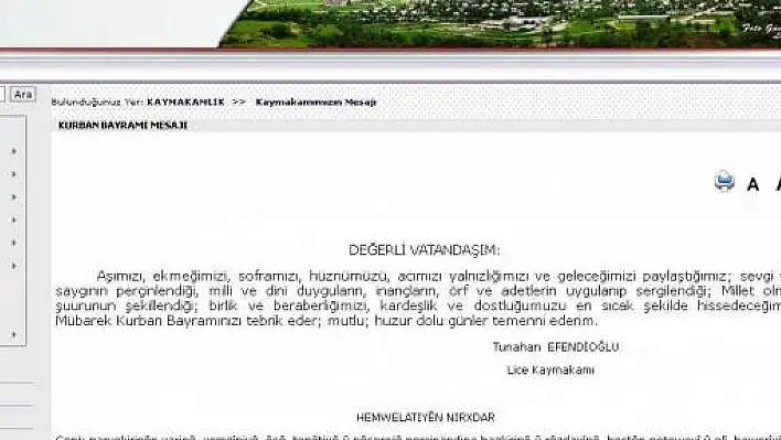 Kamuda Kürtçe'yi ilk kullanan Lice Kaymakamlığı oldu