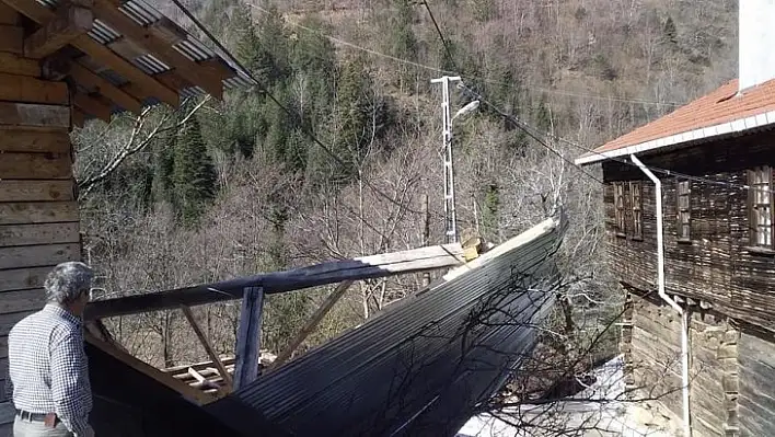 Kastamonu'da fırtına ağaçları devirdi, çatıları uçurdu