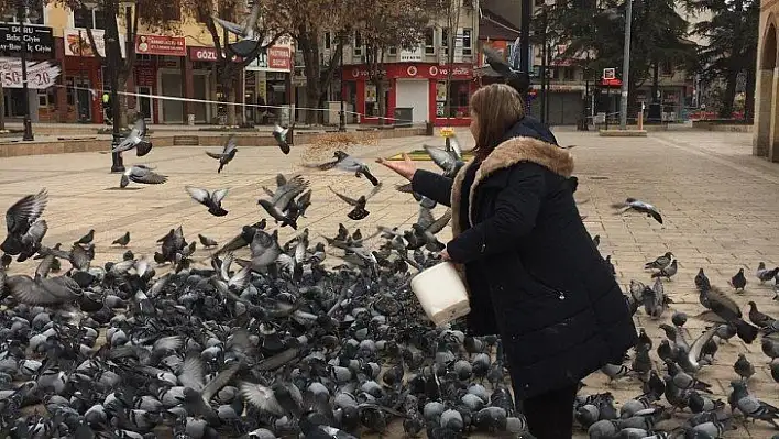 Kısıtlamada tarihi meydandaki kuşlar unutulmadı