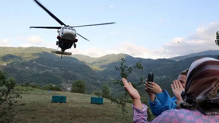 Köylere helikopterle jeneratör yardımı