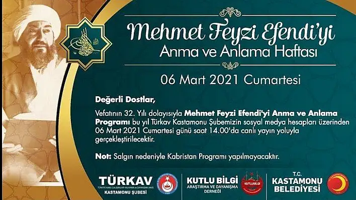 Mehmet Feyzi Efendi, canlı yayınla anılacak