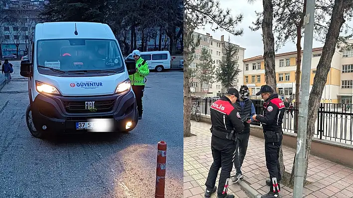 Polis ekipleri, servis ve okul çevresini denetledi