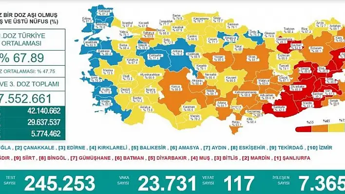 Kastamonu Karadeniz Bölgesi'nde aşılamada 10. sırada