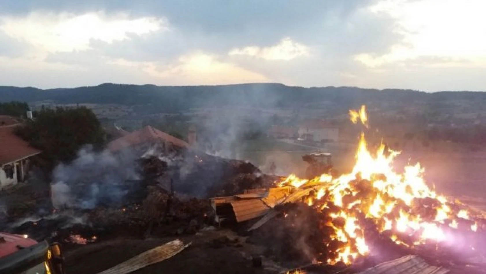 Kastamonu'da yangın: 800 saman balyası yandı