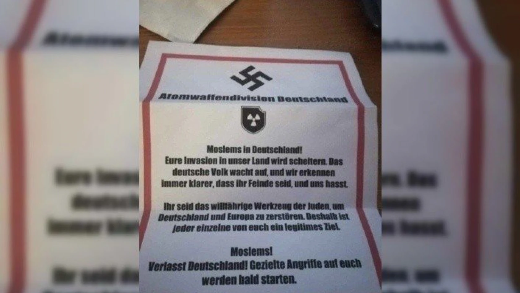 Almanya'da yaşayan Müslümanlara tehdit mektubu