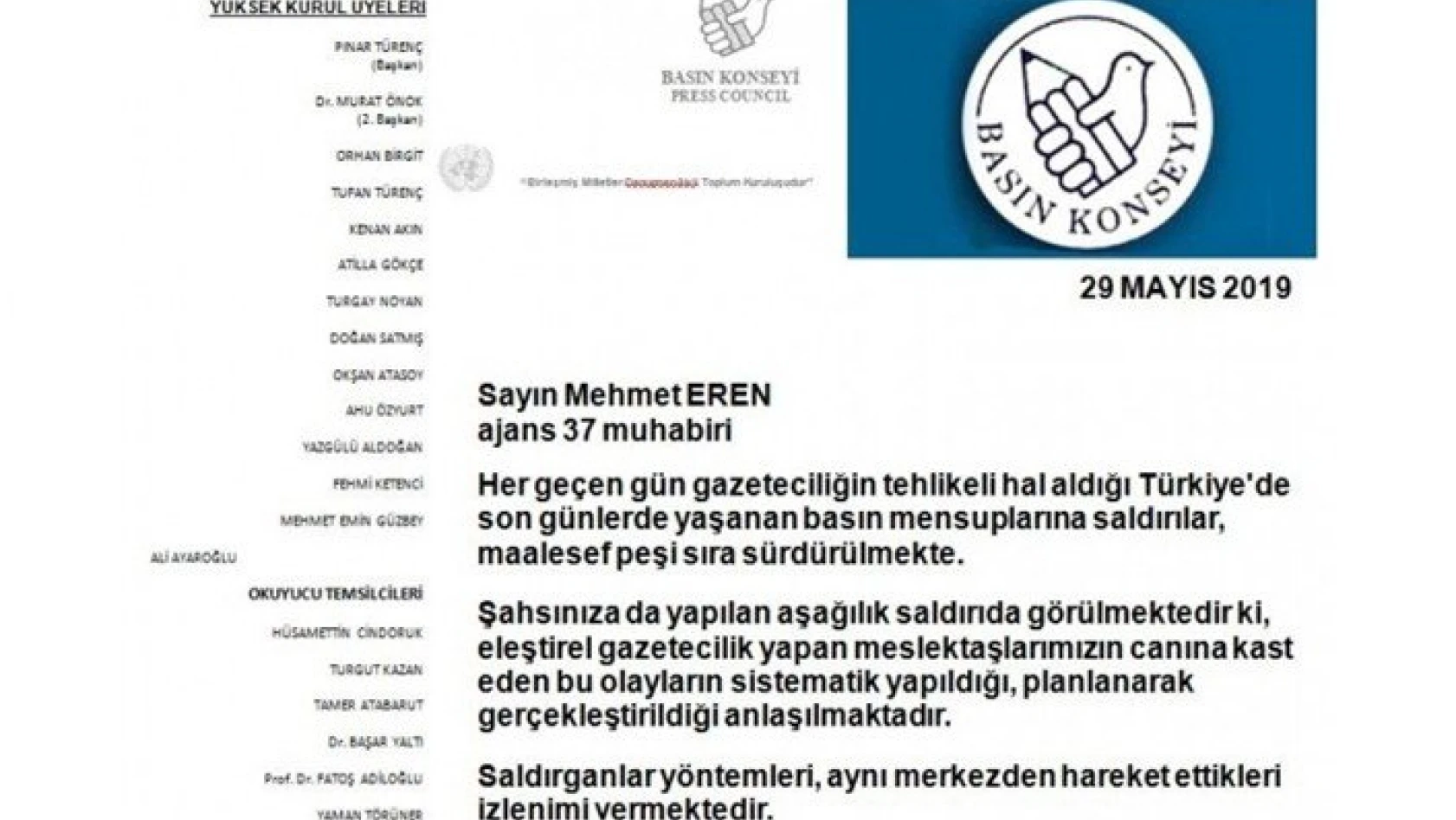 Gazeteci Eren'e yapılan saldırıya Basın Konseyi'nden kınama!