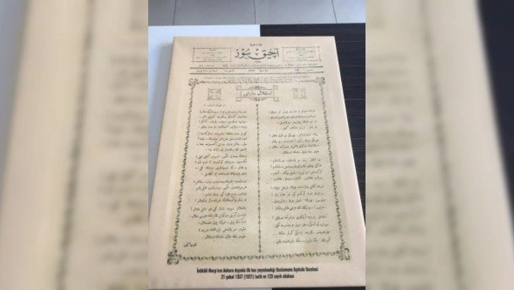 İstiklal Marşının orijinal basımı Araç Harp Müzesinde