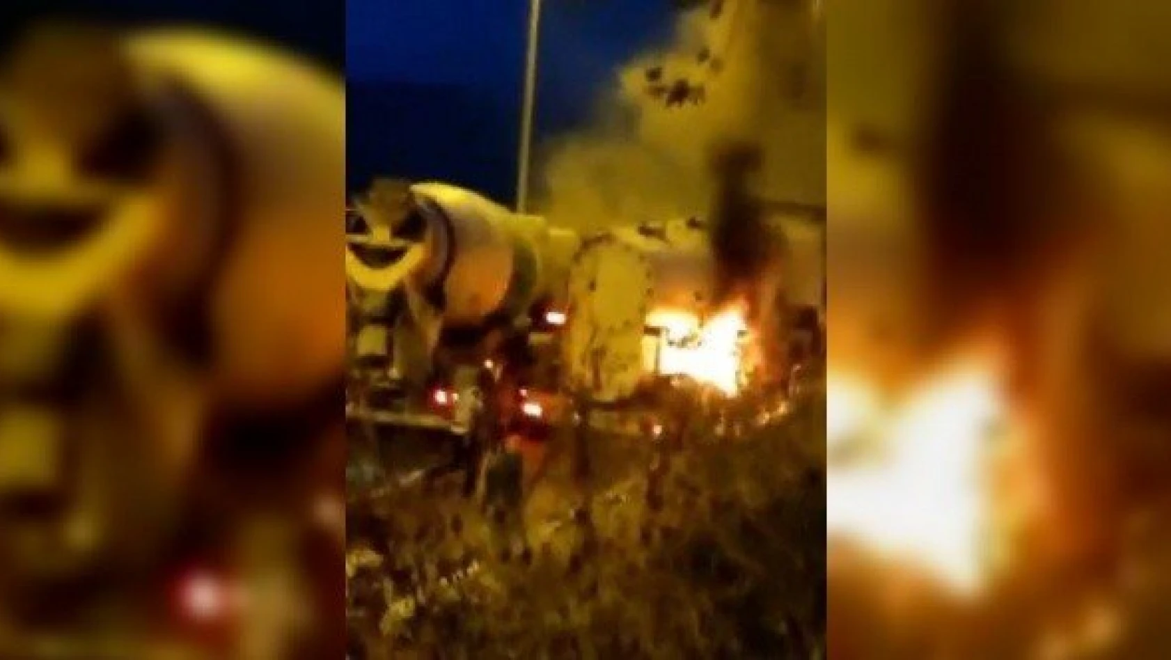 Çatayzeytin'de seyir halindeki hafriyat kamyonu yandı
