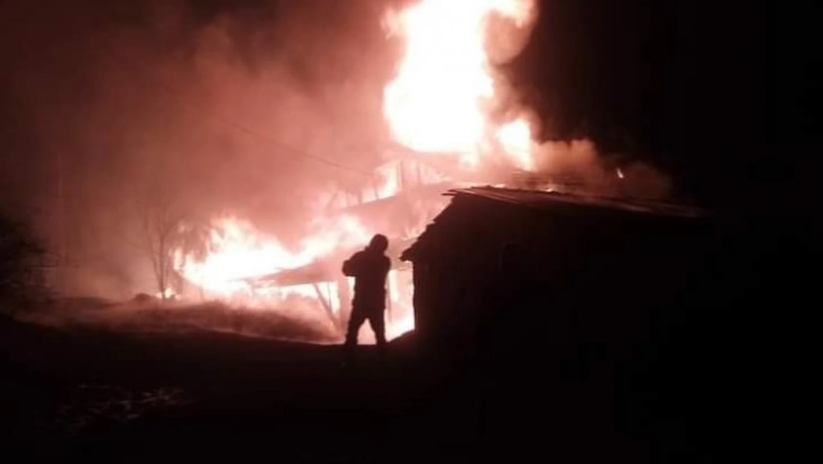 Daday'da geceyi alevler aydınlattı: 2 ev, 3 ahır küle döndü