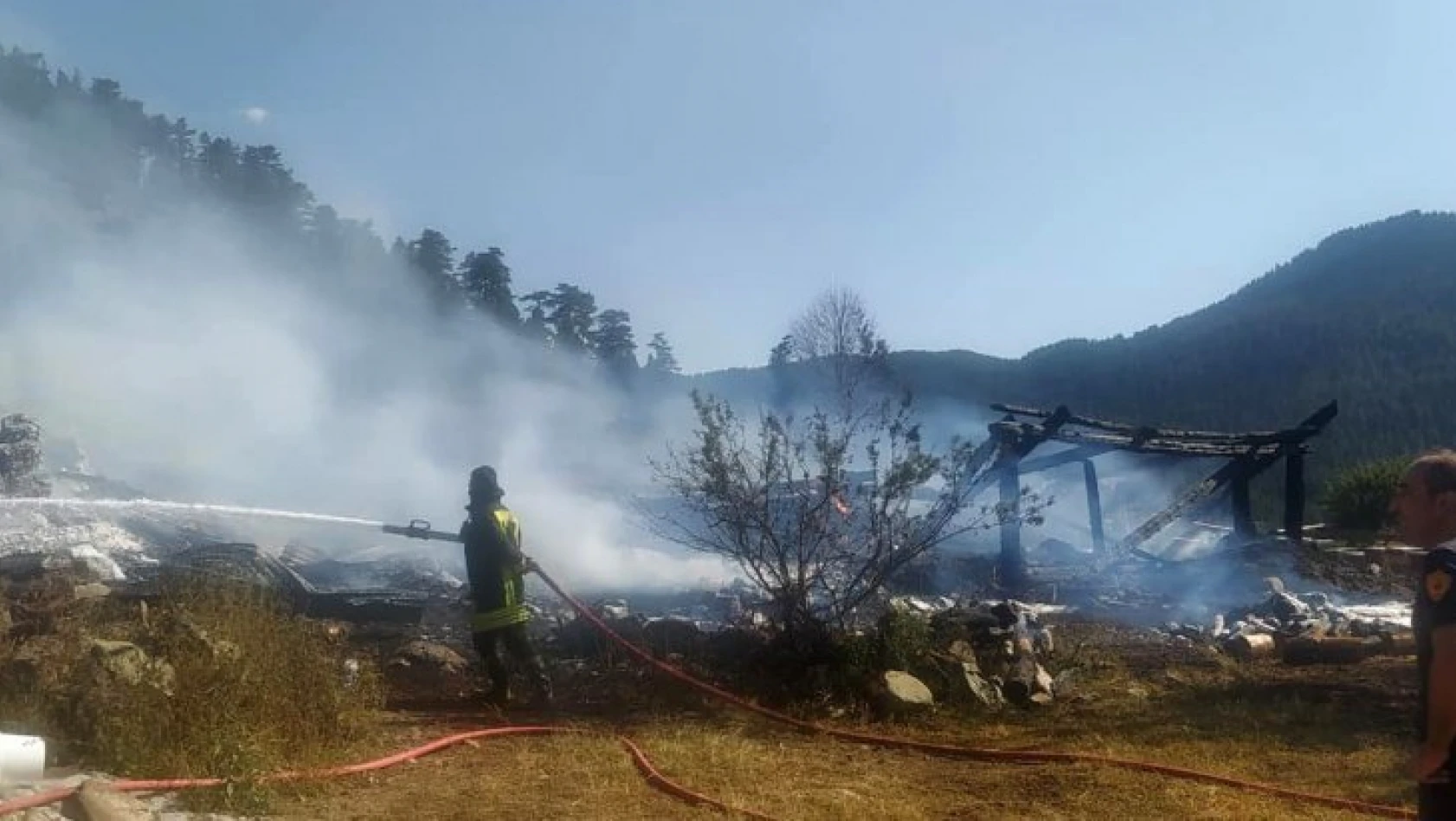 Tosya'daki yangında 2 yayla evi yandı