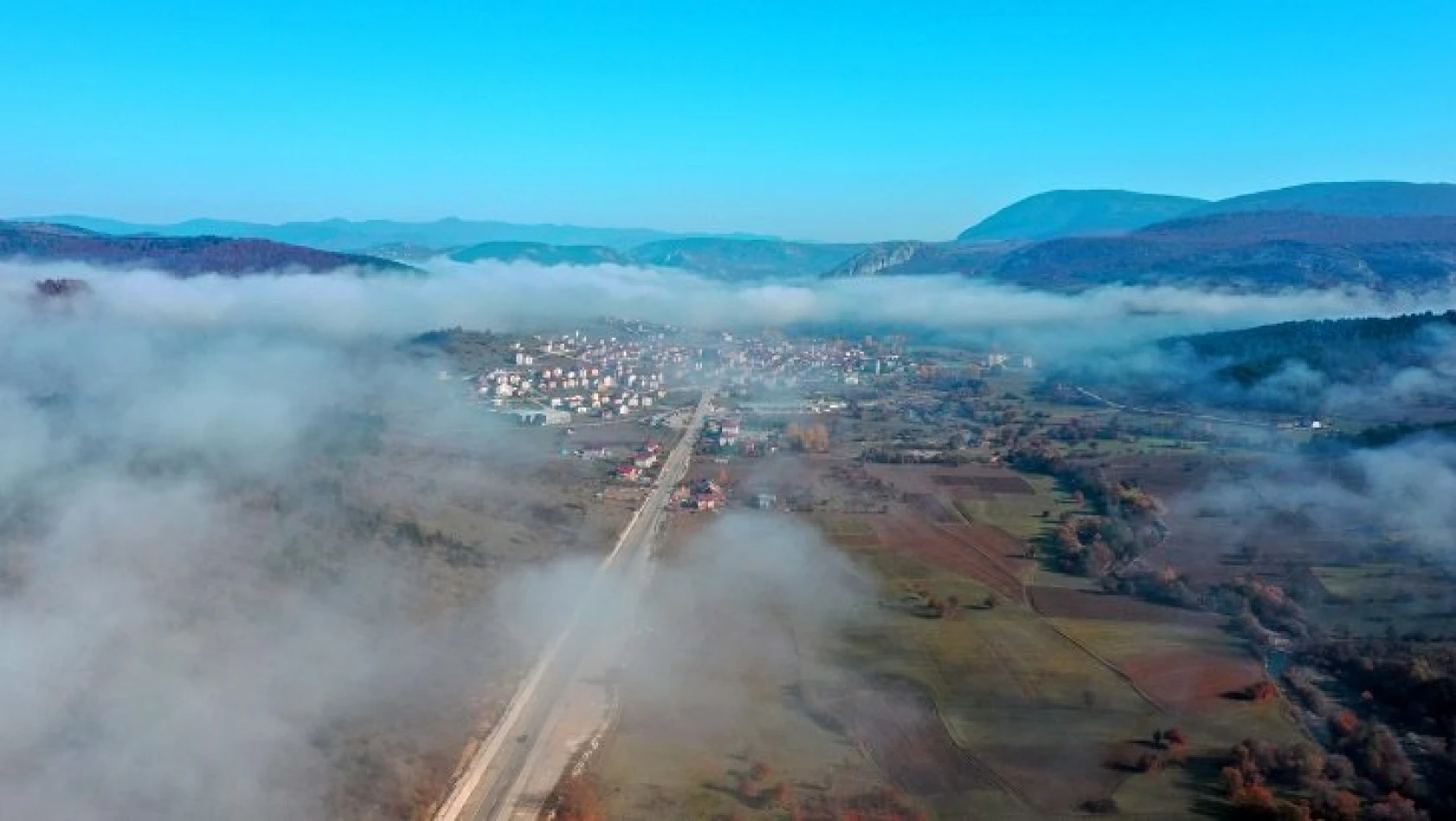 Pınarbaşı'da sis manzarası drone ile görüntülendi